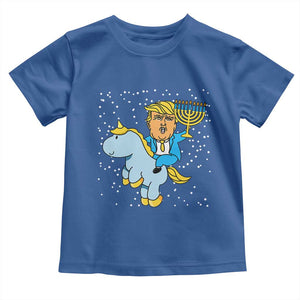 Funny Hanukkah Trump Toddler T Shirt Riding Unicorn Menorah Jewish Chanukah Gift TS02 Royal Blue Print Your Wear