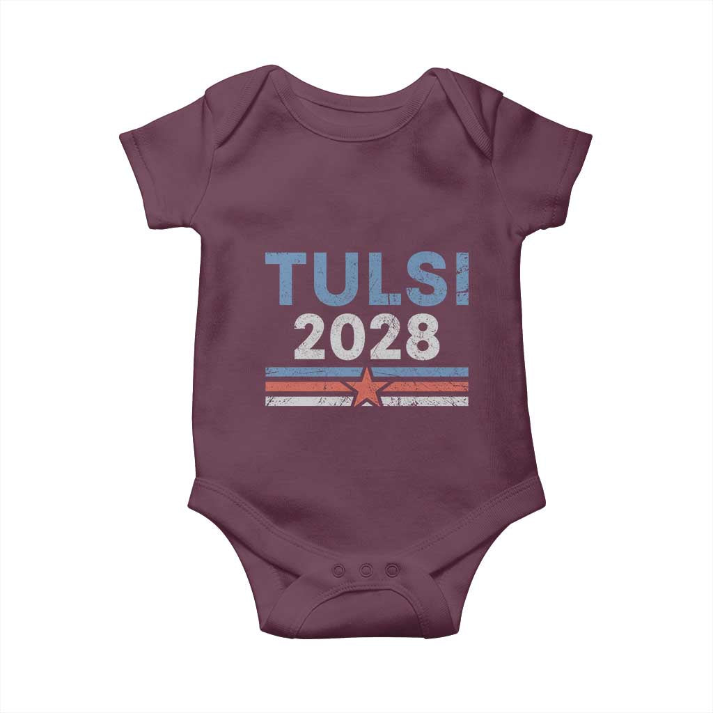 Tulsi Gabbard 2028 Baby Onesie Support Mrs. President Vintage Retro Grunge TS02 Maroon Print Your Wear