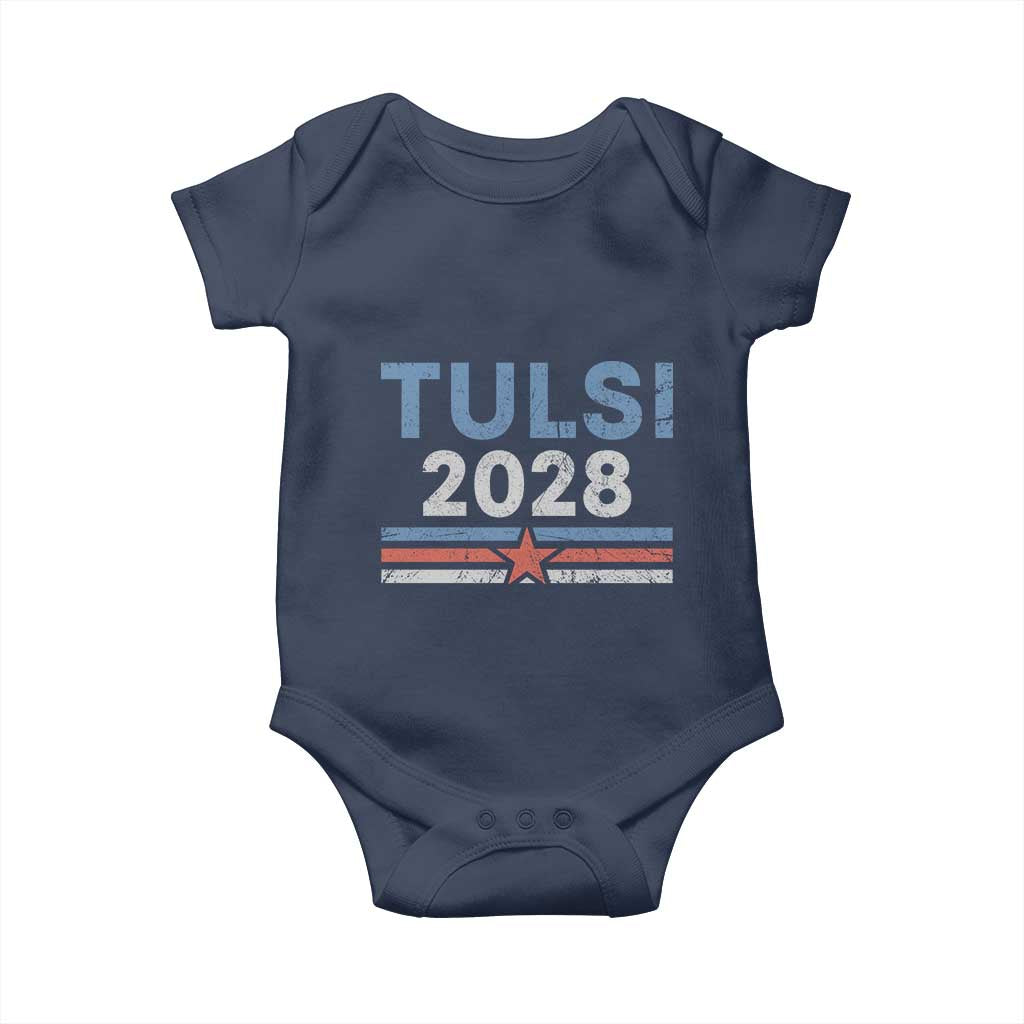 Tulsi Gabbard 2028 Baby Onesie Support Mrs. President Vintage Retro Grunge TS02 Navy Print Your Wear