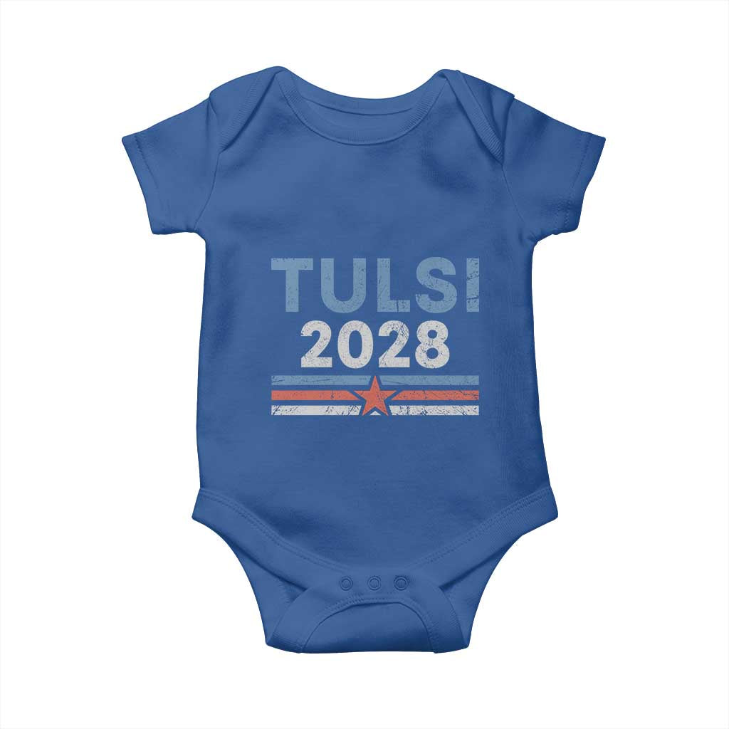 Tulsi Gabbard 2028 Baby Onesie Support Mrs. President Vintage Retro Grunge TS02 Royal Blue Print Your Wear