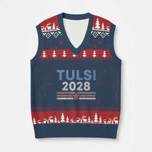 Tulsi Gabbard 2028 V-Neck Knit Sweater Vest Support Mrs. President Vintage Retro Grunge TS02 Navy Red Print Your Wear