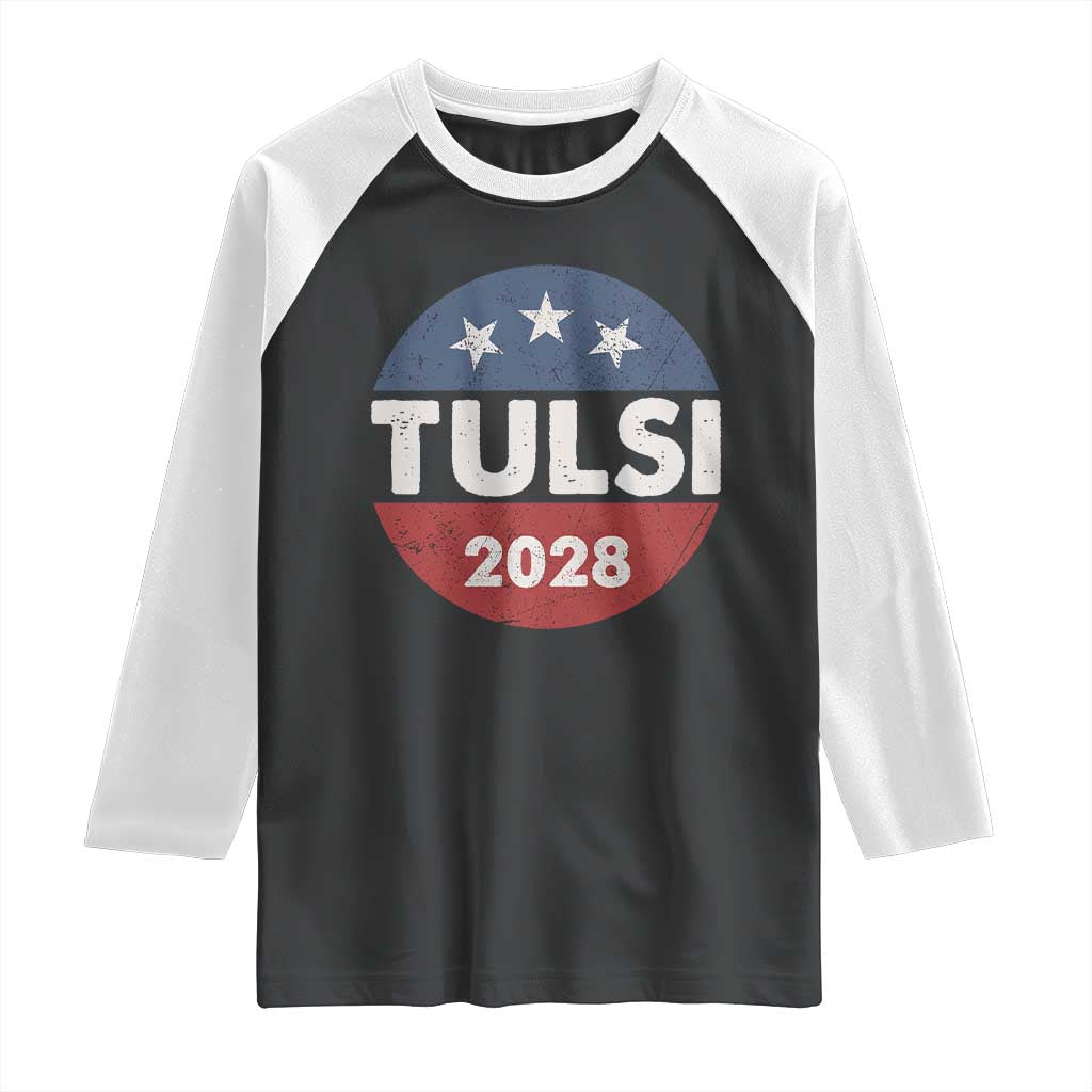 Tulsi Gabbard 2028 Raglan Shirt For President TS02 Black White Print Your Wear