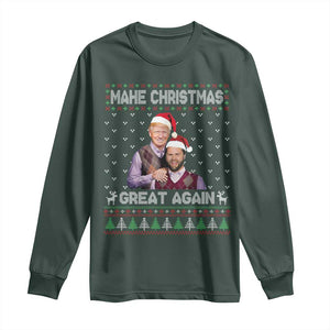 Christmas Trump Vance Long Sleeve Shirt Make Xmas Great Again Funny Republicans Ugly Sweater TS02 Dark Forest Green Print Your Wear