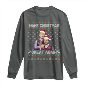 Christmas Trump Vance Long Sleeve Shirt Make Xmas Great Again Funny Republicans Ugly Sweater TS02 Dark Heather Print Your Wear