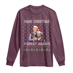 Christmas Trump Vance Long Sleeve Shirt Make Xmas Great Again Funny Republicans Ugly Sweater TS02 Maroon Print Your Wear