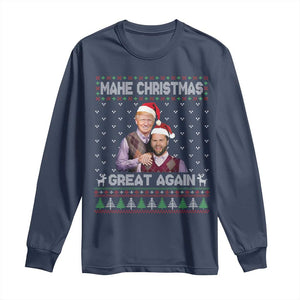 Christmas Trump Vance Long Sleeve Shirt Make Xmas Great Again Funny Republicans Ugly Sweater TS02 Navy Print Your Wear