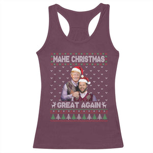 Christmas Trump Vance Racerback Tank Top Make Xmas Great Again Funny Republicans Ugly Sweater TS02 Maroon Print Your Wear