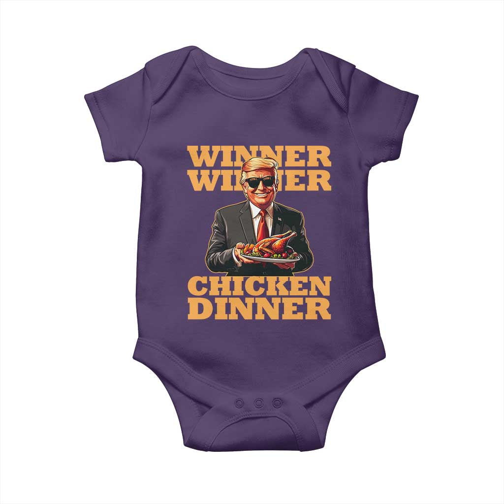 Trump Won 2024 Winner Baby Onesie Funny Winner Chicken Dinner TS02 Purple Print Your Wear