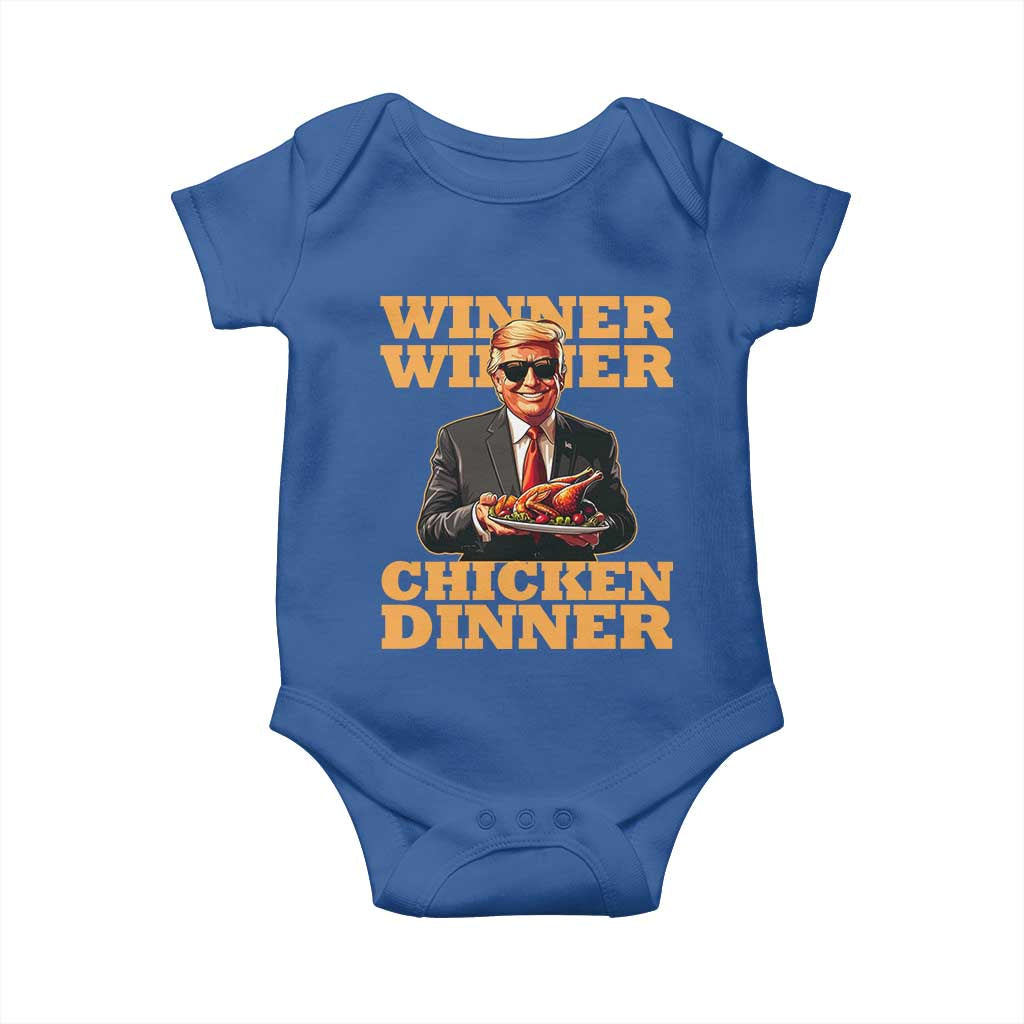Trump Won 2024 Winner Baby Onesie Funny Winner Chicken Dinner TS02 Royal Blue Print Your Wear
