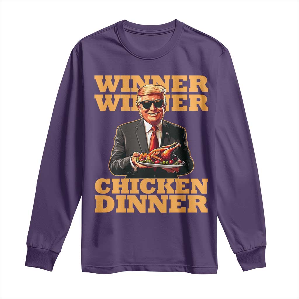 Trump Won 2024 Winner Long Sleeve Shirt Funny Winner Chicken Dinner TS02 Purple Print Your Wear