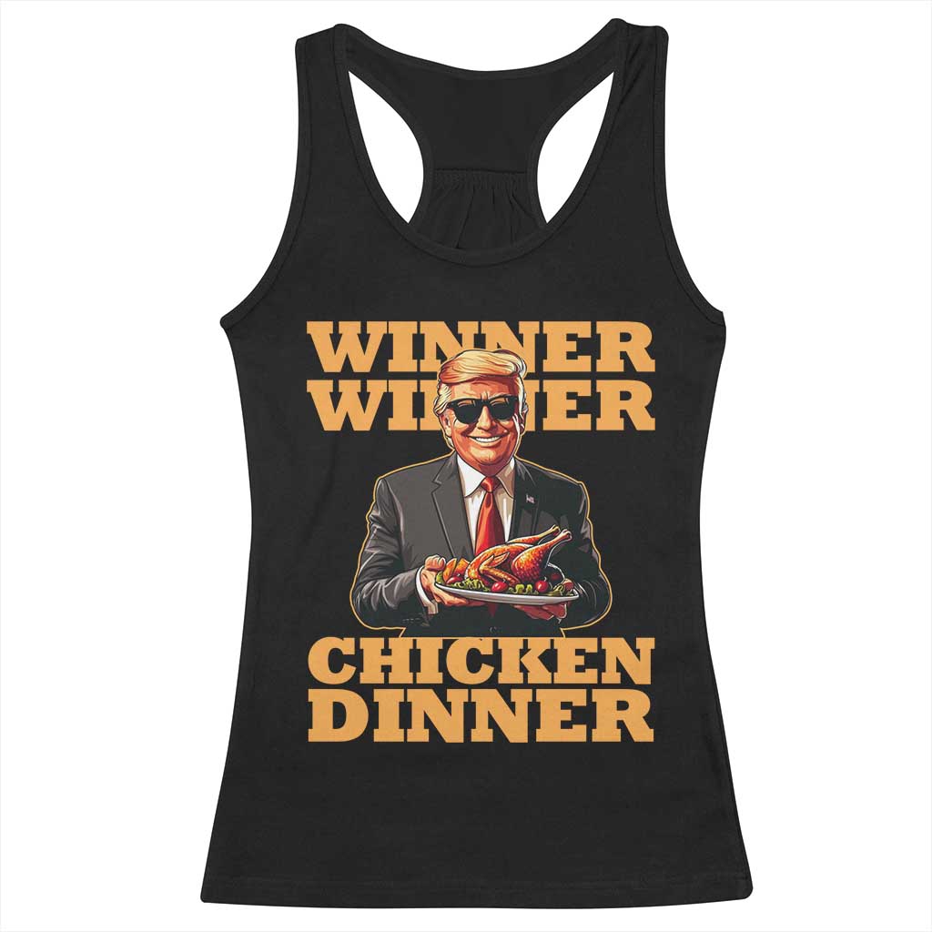 Trump Won 2024 Winner Racerback Tank Top Funny Winner Chicken Dinner TS02 Black Print Your Wear