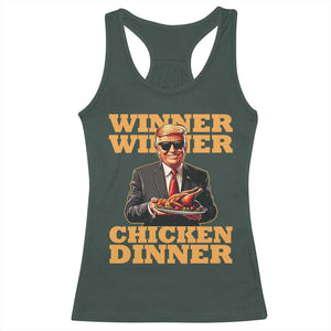 Trump Won 2024 Winner Racerback Tank Top Funny Winner Chicken Dinner TS02 Dark Forest Green Print Your Wear
