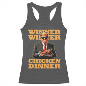 Trump Won 2024 Winner Racerback Tank Top Funny Winner Chicken Dinner TS02 Dark Heather Print Your Wear