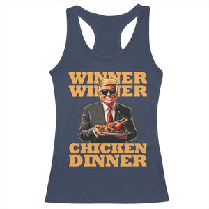 Trump Won 2024 Winner Racerback Tank Top Funny Winner Chicken Dinner TS02 Navy Print Your Wear