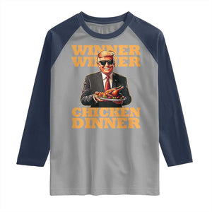 Trump Won 2024 Winner Raglan Shirt Funny Winner Chicken Dinner TS02 Sport Gray Navy Print Your Wear