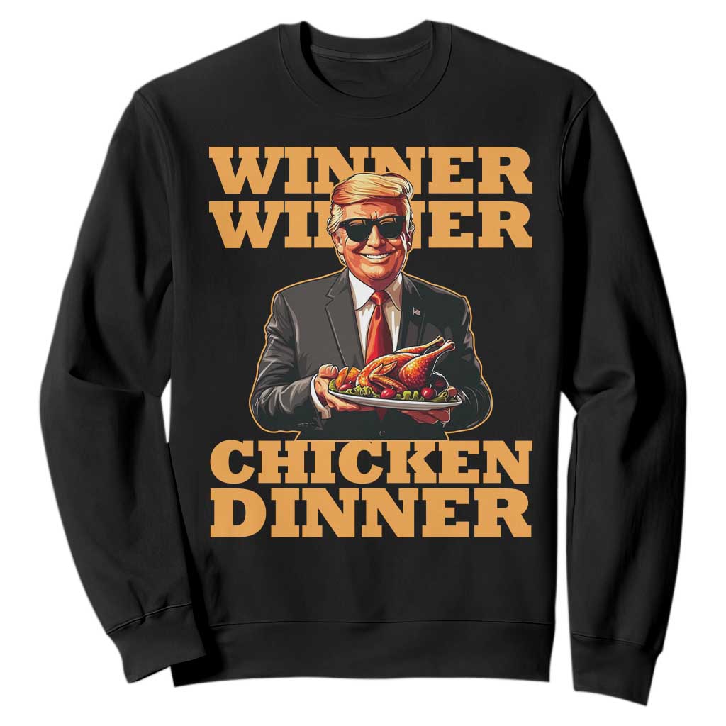 Trump Won 2024 Winner Sweatshirt Funny Winner Chicken Dinner TS02 Black Print Your Wear