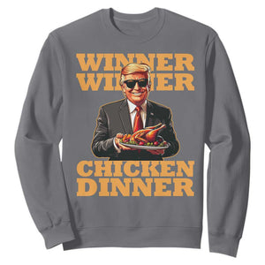 Trump Won 2024 Winner Sweatshirt Funny Winner Chicken Dinner TS02 Charcoal Print Your Wear