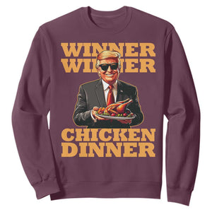 Trump Won 2024 Winner Sweatshirt Funny Winner Chicken Dinner TS02 Maroon Print Your Wear