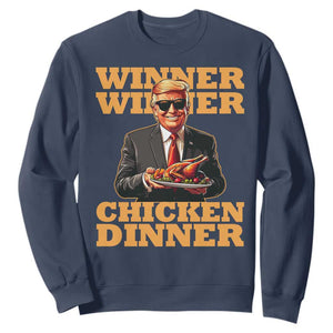 Trump Won 2024 Winner Sweatshirt Funny Winner Chicken Dinner TS02 Navy Print Your Wear
