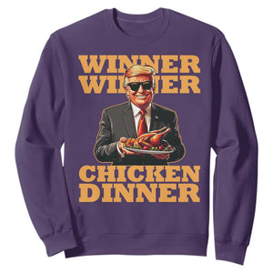 Trump Won 2024 Winner Sweatshirt Funny Winner Chicken Dinner TS02 Purple Print Your Wear