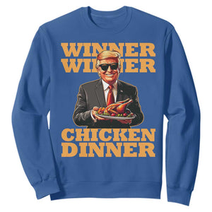 Trump Won 2024 Winner Sweatshirt Funny Winner Chicken Dinner TS02 Royal Blue Print Your Wear