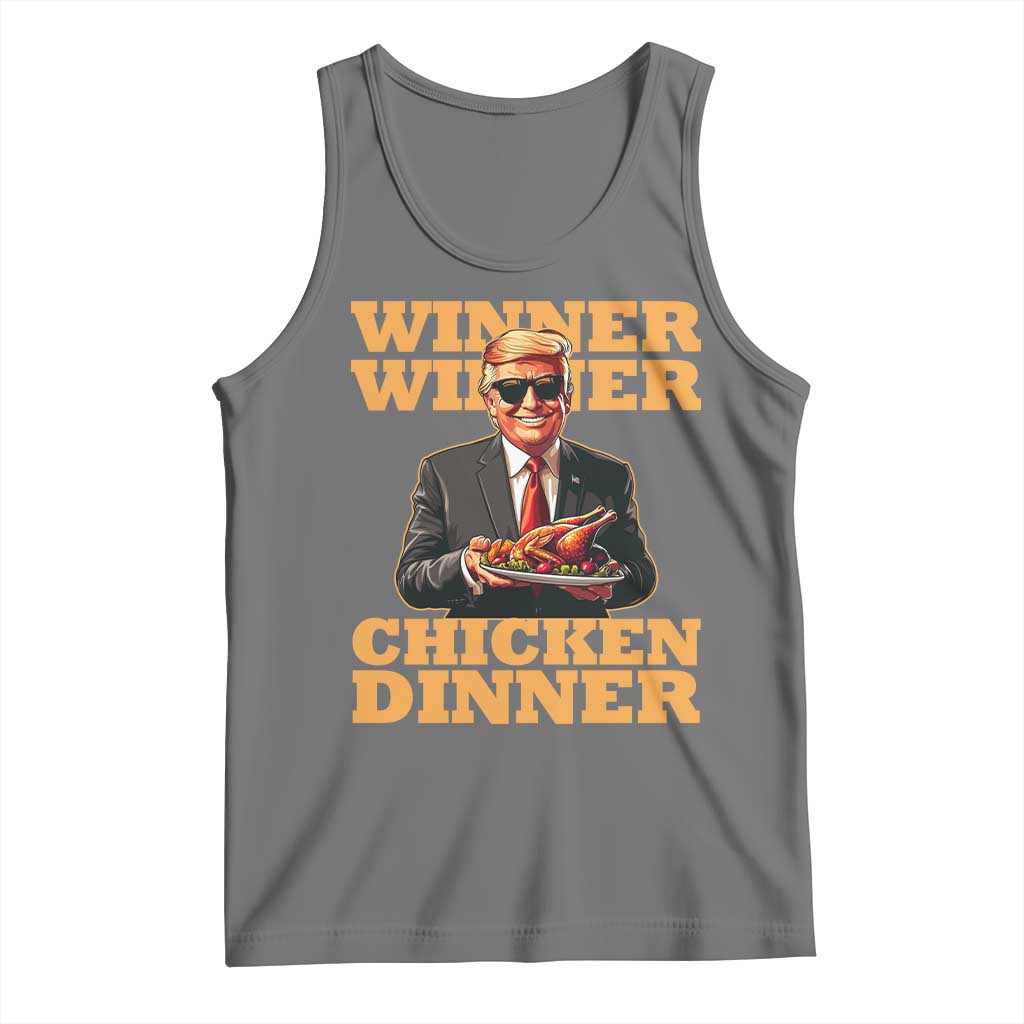 Trump Won 2024 Winner Tank Top Funny Winner Chicken Dinner TS02 Black Heather Print Your Wear