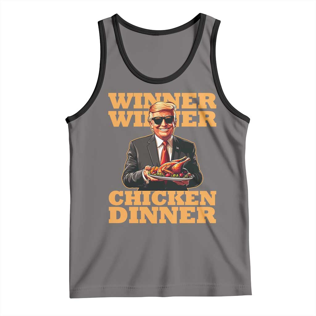 Trump Won 2024 Winner Tank Top Funny Winner Chicken Dinner TS02 Deep Heather Black Print Your Wear