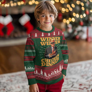 Trump Won 2024 Winner Ugly Christmas Sweater Funny Winner Chicken Dinner TS02 Christmas Print Your Wear