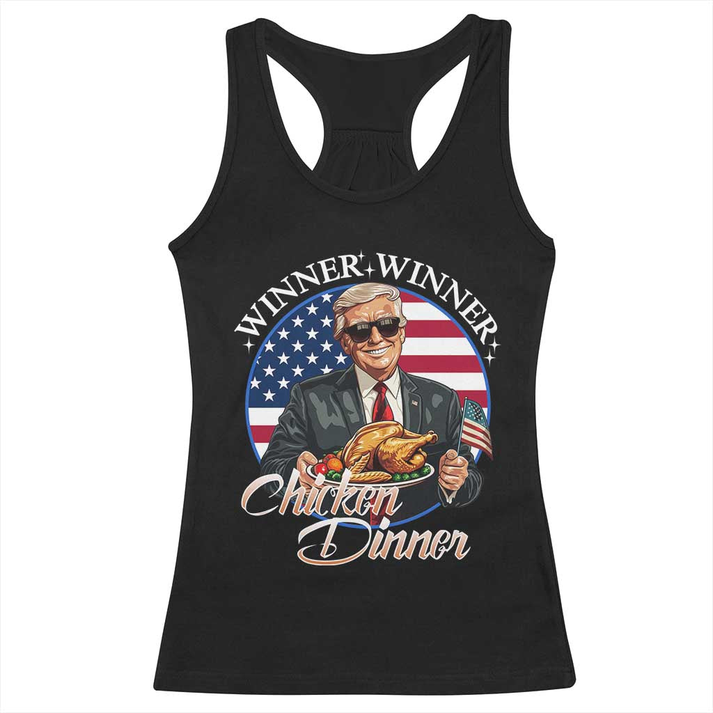 Trump Won 2024 Winner Racerback Tank Top Funny Winner Chicken Dinner American Flag TS02 Black Print Your Wear