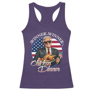 Trump Won 2024 Winner Racerback Tank Top Funny Winner Chicken Dinner American Flag TS02 Purple Print Your Wear