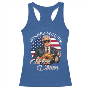 Trump Won 2024 Winner Racerback Tank Top Funny Winner Chicken Dinner American Flag TS02 Royal Blue Print Your Wear