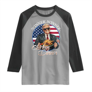 Trump Won 2024 Winner Raglan Shirt Funny Winner Chicken Dinner American Flag TS02 Sport Gray Black Print Your Wear