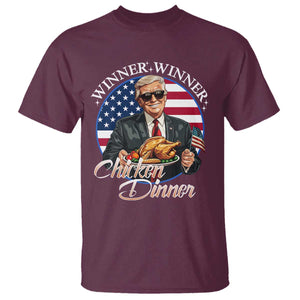 Trump Won 2024 Winner T Shirt Funny Winner Chicken Dinner American Flag TS02 Maroon Print Your Wear