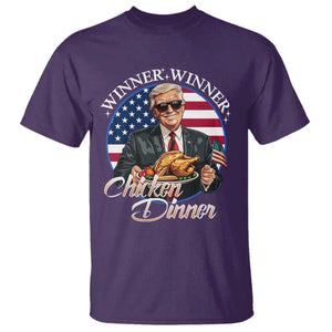 Trump Won 2024 Winner T Shirt Funny Winner Chicken Dinner American Flag TS02 Purple Print Your Wear