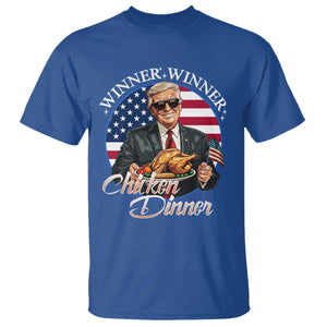 Trump Won 2024 Winner T Shirt Funny Winner Chicken Dinner American Flag TS02 Royal Blue Print Your Wear