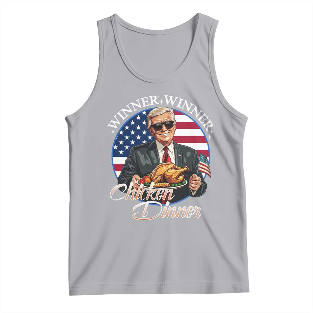 Trump Won 2024 Winner Tank Top Funny Winner Chicken Dinner American Flag TS02 Athletic Heather Print Your Wear