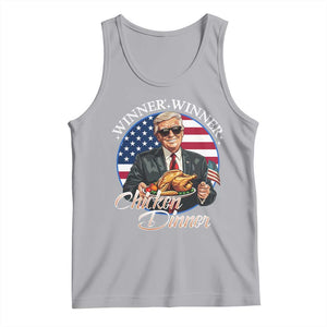 Trump Won 2024 Winner Tank Top Funny Winner Chicken Dinner American Flag TS02 Athletic Heather Print Your Wear