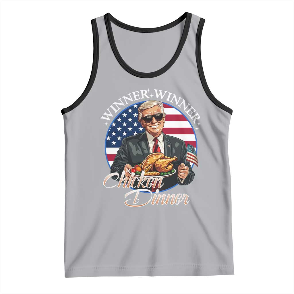 Trump Won 2024 Winner Tank Top Funny Winner Chicken Dinner American Flag TS02 Athletic Heather Black Print Your Wear