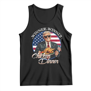 Trump Won 2024 Winner Tank Top Funny Winner Chicken Dinner American Flag TS02 Black Print Your Wear