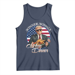 Trump Won 2024 Winner Tank Top Funny Winner Chicken Dinner American Flag TS02 Navy Print Your Wear
