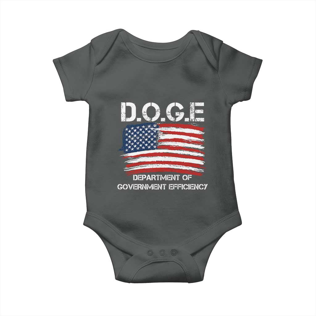 Trump Elon 2024 Baby Onesie D.O.G.E Department Of Government Efficiency DOGE TS02 Dark Heather Print Your Wear