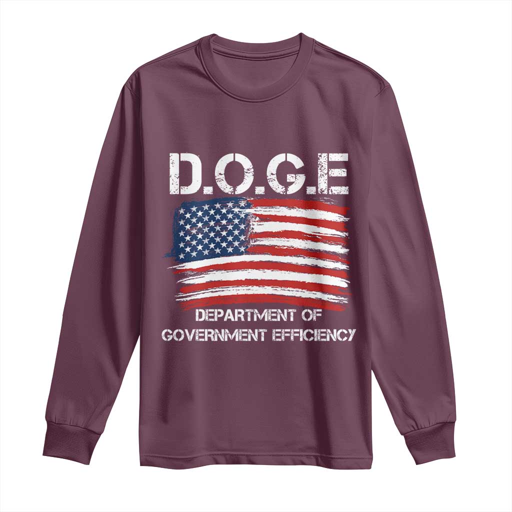 Trump Elon 2024 Long Sleeve Shirt D.O.G.E Department Of Government Efficiency DOGE TS02 Maroon Print Your Wear