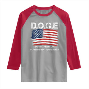 Trump Elon 2024 Raglan Shirt D.O.G.E Department Of Government Efficiency DOGE TS02 Sport Gray Red Print Your Wear