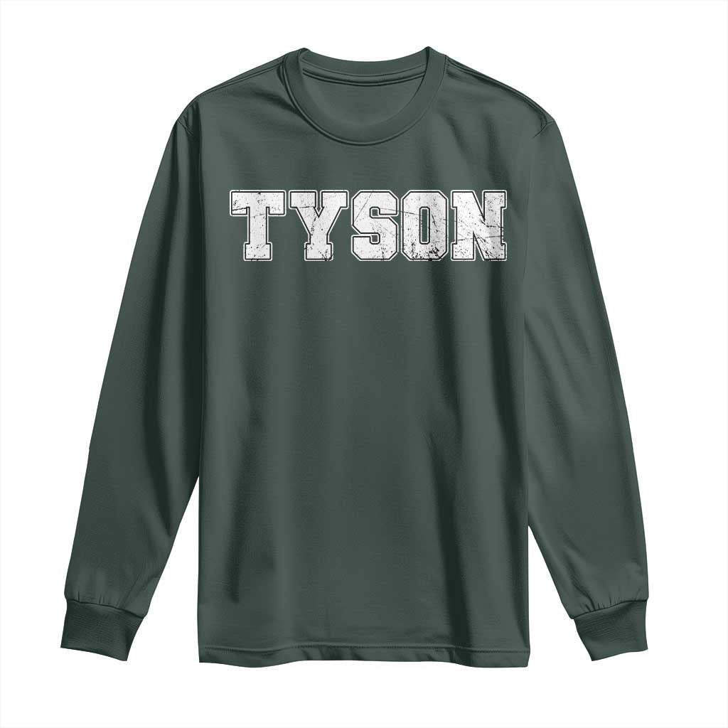 Team Tyson Long Sleeve Shirt Family Personalized Name Retro Vintage Minimalism TS02 Dark Forest Green Print Your Wear