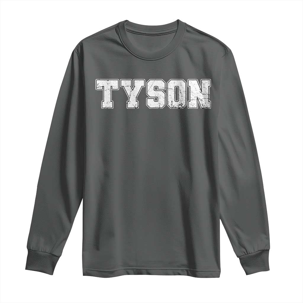 Team Tyson Long Sleeve Shirt Family Personalized Name Retro Vintage Minimalism TS02 Dark Heather Print Your Wear