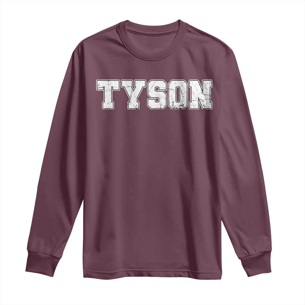 Team Tyson Long Sleeve Shirt Family Personalized Name Retro Vintage Minimalism TS02 Maroon Print Your Wear