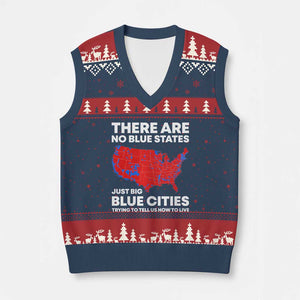American Republican 2024 V-Neck Knit Sweater Vest There Are No Blue States Only Big Blue Cities America Map TS02 Navy Red Print Your Wear