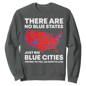 American Republican 2024 Sweatshirt There Are No Blue States Only Big Blue Cities America Map TS02 Dark Heather Print Your Wear