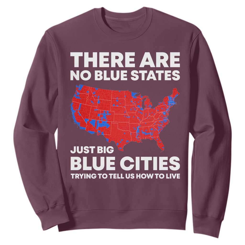 American Republican 2024 Sweatshirt There Are No Blue States Only Big Blue Cities America Map TS02 Maroon Print Your Wear