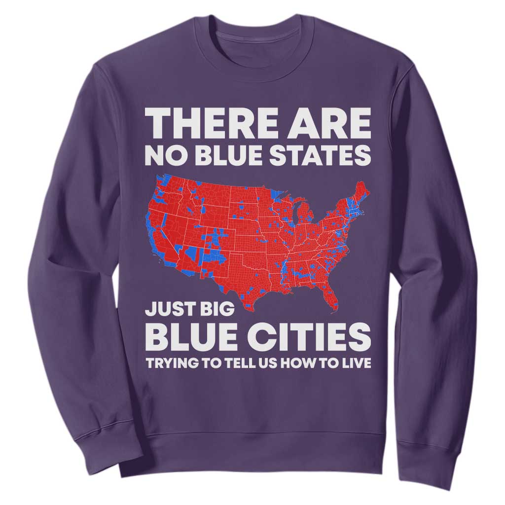 American Republican 2024 Sweatshirt There Are No Blue States Only Big Blue Cities America Map TS02 Purple Print Your Wear
